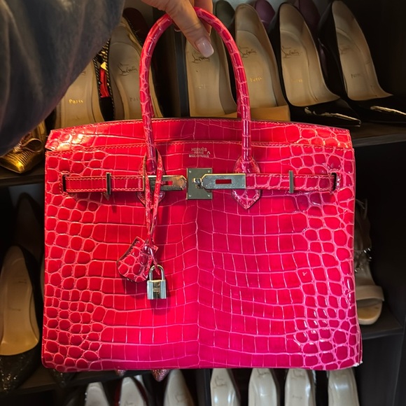 MOTHERS DAY FLASH SALE👜🎉 
RoseSheherazadeBShinyPorosusCrocodilePalladiumHardware - Picture 1 of 14